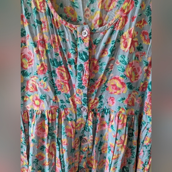 Billabong vintage Y2K Floral mini tank dress pink blue grunge boho high waist M - Picture 3 of 9